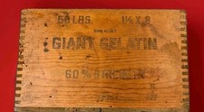 Antique Ammo  Dynamite  Atlas Powder CO Wooden Crate Giant Gelatin Mining Box picture