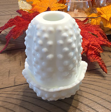 Fenton White Milk Glass Hobnail Votive Candle Holder Textured Opaque picture