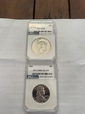 1971 S Silver Ike Dollar. And 1963 Franklin Half. picture
