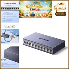 10 Port PoE Switch 8 PoE+ Gigabit 60W 2 Uplink Managed Metal Extend Mode VLAN picture