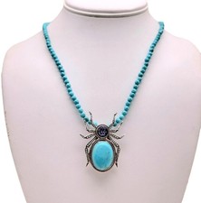 Nicky Butler Turquoise Gem Spider Brooch Pendant Bead Necklace Sterling Silver picture