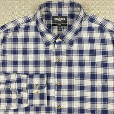 Bonobos Men's Shirt XL Long Sleeve Blue White Plaid Slim Stretch Casual Cotton picture
