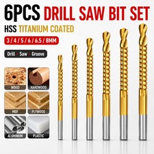 6Pcs HSS Twist Drill Bit Set 3-8mm Spiral Serrated Drill Bits Wood Metal Plastic picture