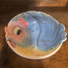 VTG MCM Lefton Bluebird Bowl Anthropomorphic Blue Bird Dish 435 picture