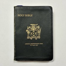 Vintage 1962 Jamaica Independence Bible Collins KJV Leather Commemorative picture