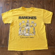 Vintage Ramones We’re A Happy Family T Shirt Large Yellow picture