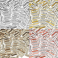 80 Pieces Word Charms Pendants Engraved Motivational Charms Pendants picture