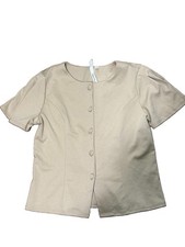 NWOT NY Collection Women's Size Large Beige Short Sleeve Button-Front Blouse picture