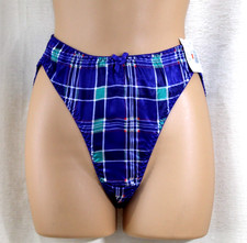 Vintage NWT Jo Intimates Blue Hi Leg Satin 1980's Panties Size L 24-33