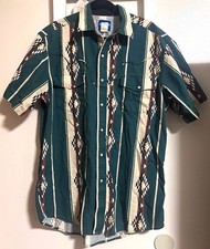 Vintage wrangler Aztec green pearled button men’s shirt large/extra large ￼ picture
