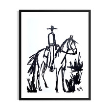 Original Cowboy Painting 9x12 Abstract Horse Expressionist  Signed Wall Art picture