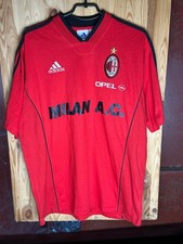 Vintage 1999 2000 AC Milan Adidas Training Shirt Size L Red Opel Football Jersey picture