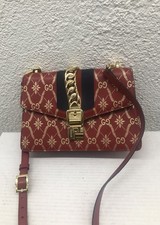 Gucci Sylvie Crossbody BB49  Hibiscus Red Metallic Gold Foil GG Star Leather Bag picture