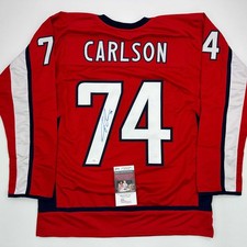 Autographed/Signed John Carlson Washington Red Hockey Jersey JSA COA picture