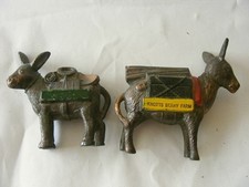 Vtg Knott's Berry Farm Souvenir Donkey Prospector Miner 2 Metal Donkeys 1960s picture