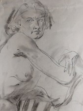 Vintage 1920s/30s Original Pencil & Charcoal Nude Drawing Lady Three Images Q picture