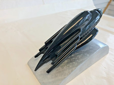 BLACK ROCKET HOOD ORNAMENT, 1935 1936 HUPMOBILE OR MOTORCYCLE WITH BASE, HARLEY picture
