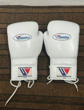 Handmade Winning Boxing Gloves - Buffalo Cowhide Leather Lace Up | Training... picture