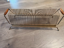 1950s Vintage Wire Metal 60 slot, Record Holder w/ Wooden Handles picture