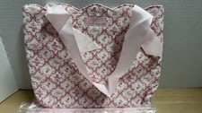 2009 Longaberger Horizon of Hope Tote Bag Pink/Wht Ribbon Handles  picture
