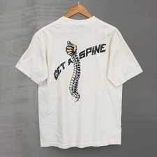 Vintage No Fear T Shirt White Get A Spine Graphic 90s Large picture