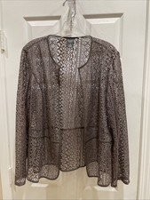 Chicos Travelers women Gorgeous Taupe Lace Open Beautiful Cardigan Sz 2 picture