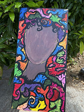 Signed Abstract Woman Portrait Painting, Unframed Single Piece picture