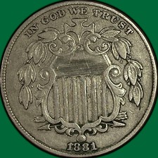 1881 Shield Nickel Extremely Fine XF Coin #47152 picture