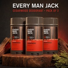 Every Man Jack Cedarwood Deodorant 3 oz Aluminum Free Men’s - Pack of 3 picture