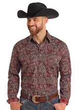 Rough Stock Maroon Paisley Long Sleeve Snap Shirt for a comfortable fit picture