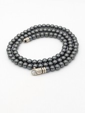 Men’s Hematite Bead Necklace Sterling Silver Handmade Grounding Jewelry picture