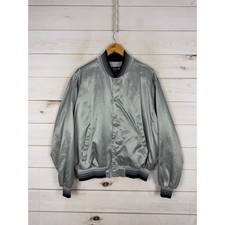 Vintage Swingster Jacket XL Silver Million Dollar Cowboy Bar Satin Bomber picture