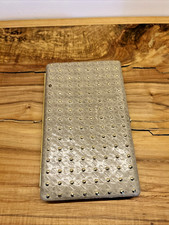 Vintage Abas Full Frame Leather Clutch Wallet Taupe Gray Gold Tone Studded  picture
