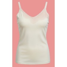 Express Tank Top Medium Lace Trim V Neck Cream Beige Thin Strap NEW Minimalist picture