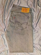 Levi's Men's Light Wash Gray Denim Jeans Straight Regular Fit Mid Rise picture