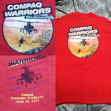 Vintage 1997 Compaq Warriors PC Computers Tech Employee Promo T Shirt XL Red  picture