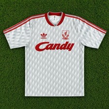 Liverpool FC 1989/91 Away Football Shirt Vintage Candy Size Large Adidas picture