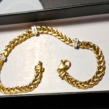 10k Yellow Gold Byzantine Chain Bracelet Lobster Clasp Signed No Stone picture