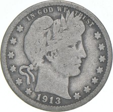 1913-D Barber Quarter Average Circ picture