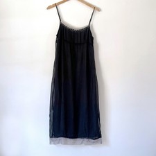 Ecote Vintage Y2K Babydoll Sheer Midi Slip Dress Large Beaded Whimsigoth Fairy picture