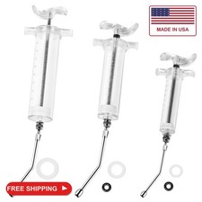 3 Pcs Reusable Drench Gun Syringe, 20ml/50ml/100ml, for Pet & Livestock picture