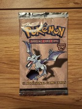 Pokemon Fossil Booster Pack Unlimited, Vintage, Sealed Aerodactyl Unweighed picture