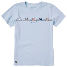Life is Good. Women's Vintage Cats in Flowers Crusher Tee, Glacier Blue picture
