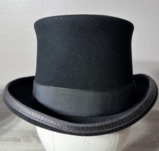 HXC Hatcrafters 100% Wool Black Top Hat 5.5” Tall Hat Unisex Size Large. picture