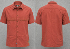 Vintage Quicksilver Edition Shirt Mens L Rust Orange Palm Tree Embroidered Retro picture