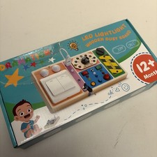 DRAMATION Busy Board with LED Light, Wooden Switches Board Sensory Toys for T... picture