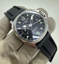 2004 Panerai Luminor Black Dial GMT Auto Steel 40mm Watch PAM160 PAM00160 B+P picture