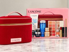 Lancome NEW 2026 Holiday Beauty Box 11 PC Set - 7 Full Size.  RED CASE IS 2026 picture