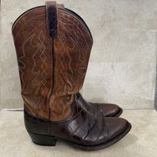 VTG Dan Post Alligator Boots Mens 10 Brown Bias Cut Western Cowboy USA Made picture