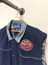 South Point Wrangler NFR Las Vegas Lined Button Vest Pockets XL Blue picture